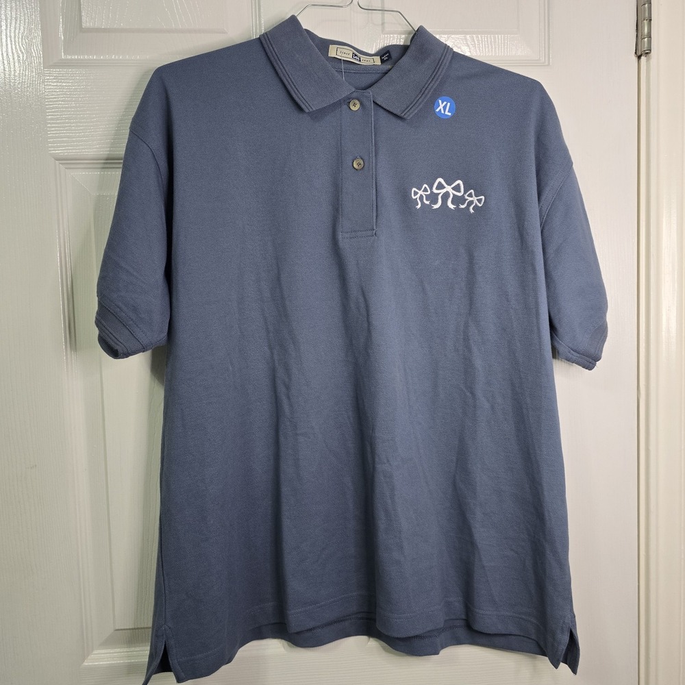 Lee Blue XL Polo Shirt Short Sleeve Knit Button Embroidered Casual 1624